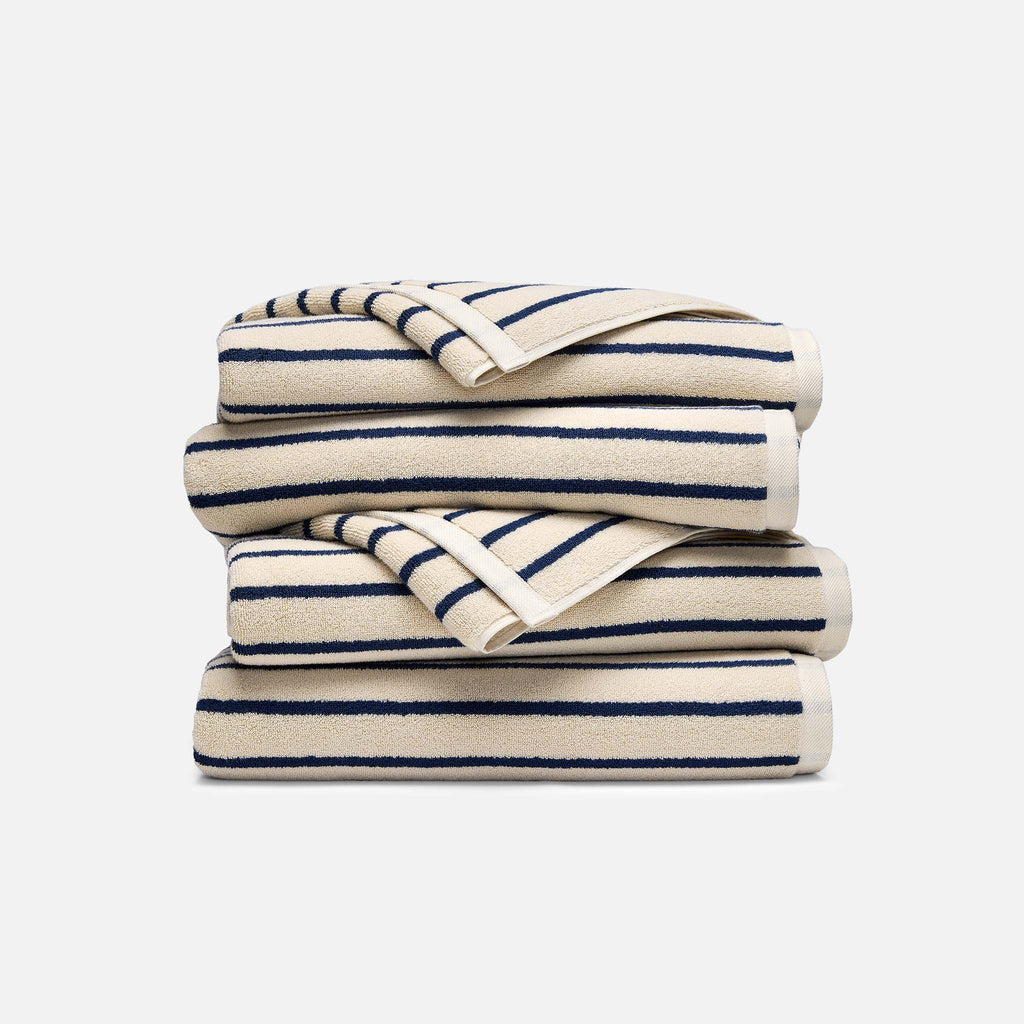 Super-Plush Set of 4 Bath Towel Bundle - Striped Abyss